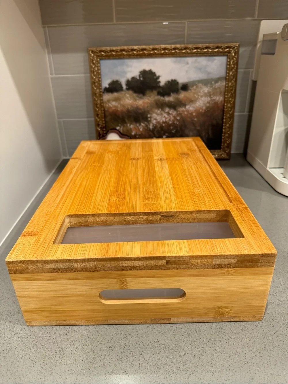 Bamboo Cutting Board with Pull-Out Drawers - Natural (NWOT)